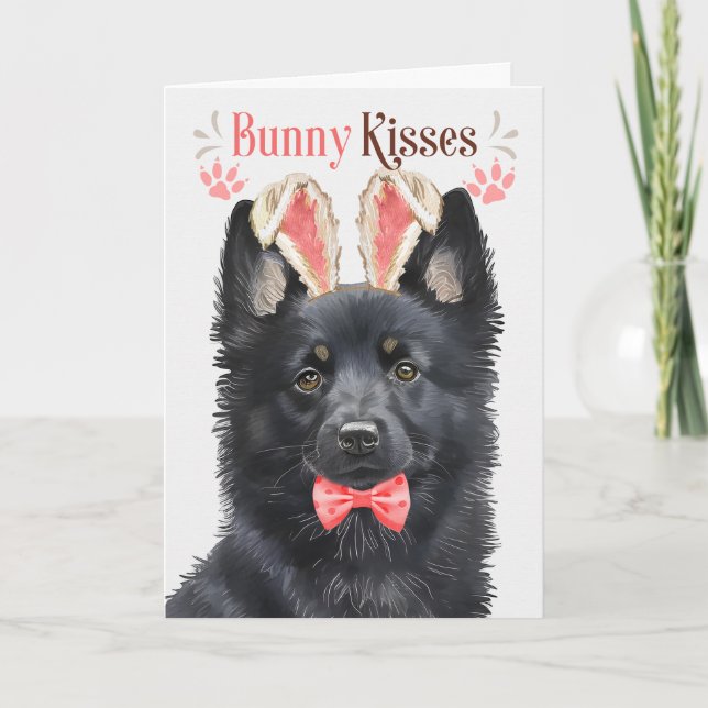 Tarjeta Festiva Schipperke Dog Bunny Oars for Easter (Anverso)