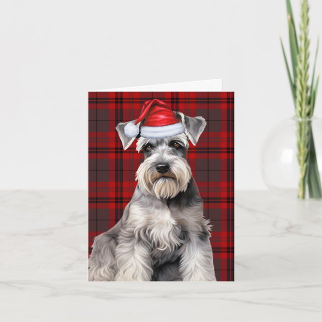 Tarjeta Festiva Schnauzer Christmas Dog Red Plaid Christmas (Anverso)