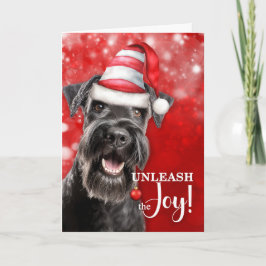 Tarjeta Festiva Schnauzer Dog Unleash the Joy Christmas