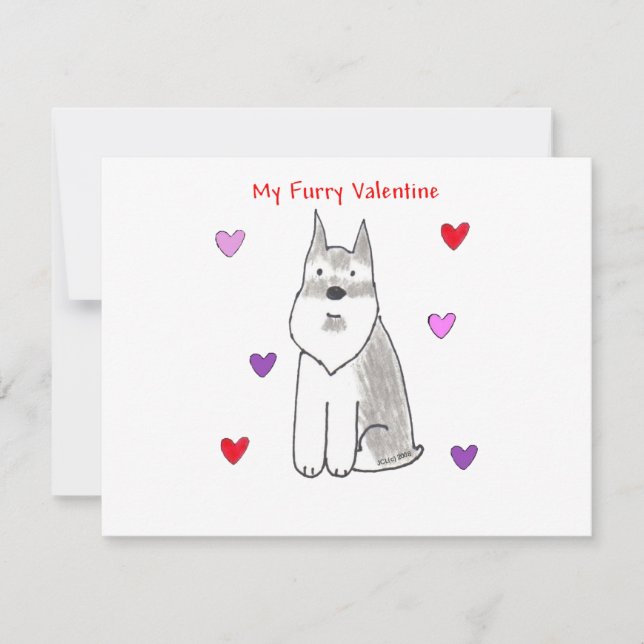 Tarjeta Festiva Schnauzer Furry Valentine (Anverso)
