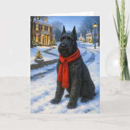 Tarjeta Festiva Schnauzer Gigante Navideño