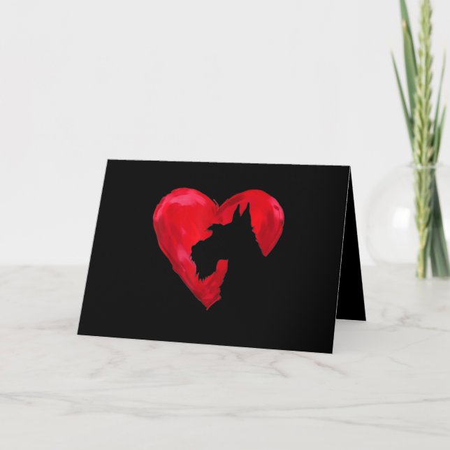 Tarjeta Festiva Schnauzer Heart Silhouette Día de San Valentín Dog (Anverso)