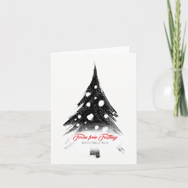 Tarjeta Festiva Schwarz weiß, minimalista, moderno Weihnachtskarte (Anverso)