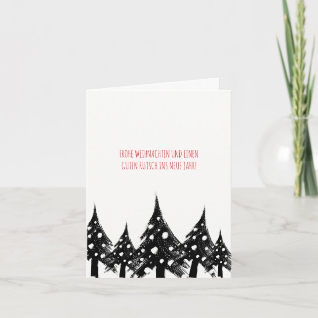Tarjeta Festiva Schwarz weiß rot, minimal, modern Weihnachtskarten (Anverso)