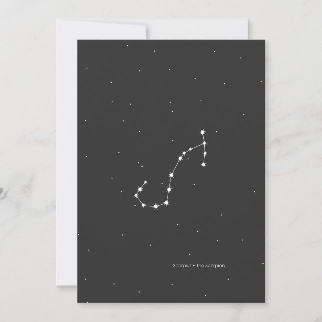 Tarjeta Festiva Scorpius, Constelación de 'El Escorpión' (Anverso)