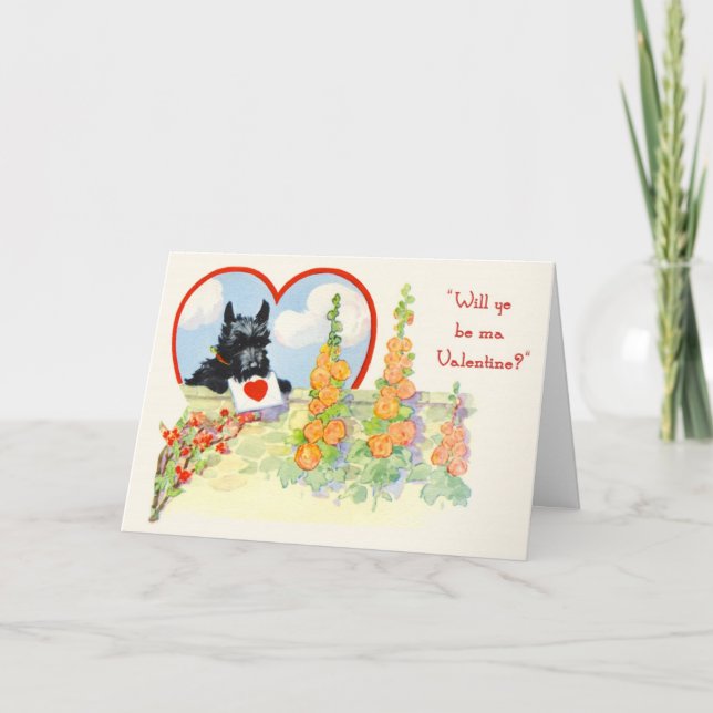 Tarjeta Festiva Scottie Dog Valentine Scottie con el corazón en la (Anverso)