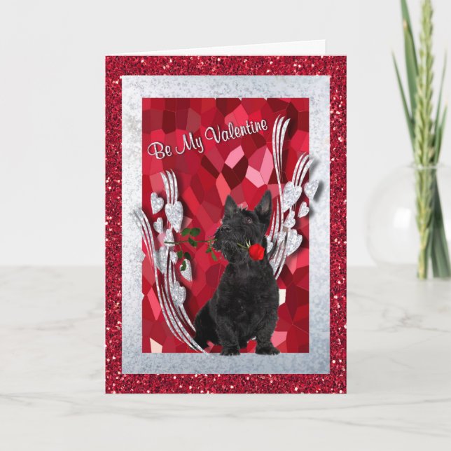 Tarjeta Festiva Scottie Puppy Be My Valentine Greeting Card (Anverso)