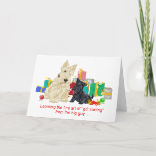 Tarjeta Festiva Scottie Trigueño y vacaciones de cachorro