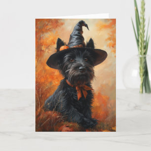 Tarjeta Festiva Scottie Witch Halloween