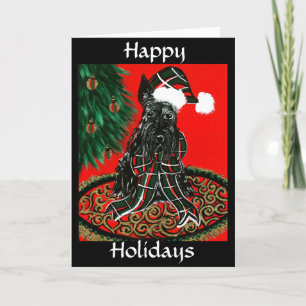 Tarjeta Festiva Scottish Terrier, Happy Holidays Card