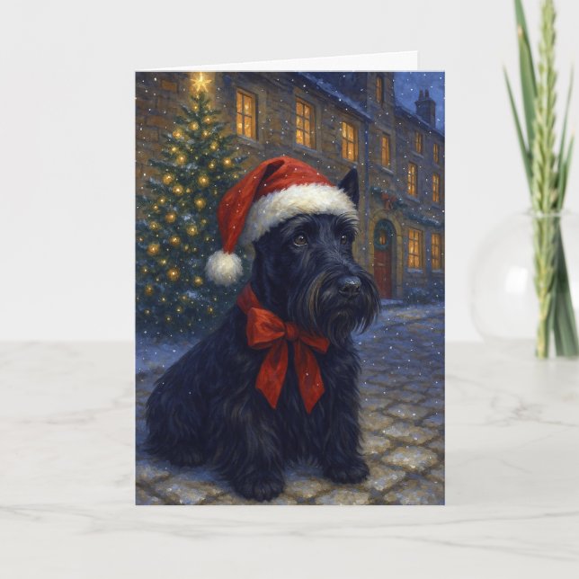 Tarjeta Festiva Scottish Terrier Holiday Card (Anverso)