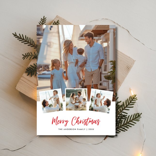 Tarjeta Festiva Script 4 Familia de fotos Navidades Nautical Marin (Subido por el creador)