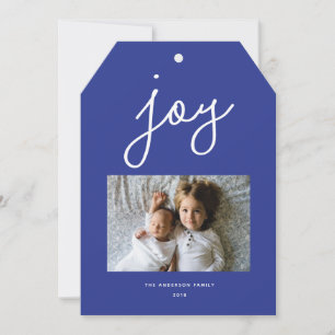 Tarjeta Festiva Script Alegría Azul Personalizado Foto