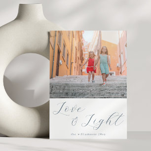 Tarjeta Festiva Script Amor Luz Simple Janucá 2 Azul Foto