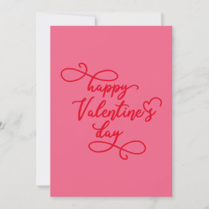 Tarjeta Festiva Script Elegant Heart Pink Red Feliz Día de San Val