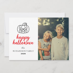 Tarjeta Festiva Script Elegante Jack-O'-Lantern Halloween 1 Foto