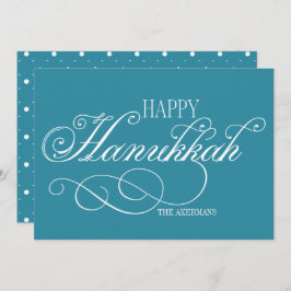 Tarjeta Festiva Script Happy Hanukkah Holiday Card