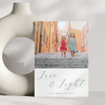 Tarjeta Festiva Script Love Light Simple Hanukkah 2 Blue Photo<br><div class="desc">Script Love Light Simple Hanukkah 2 Blue Photo Holiday Card</div>