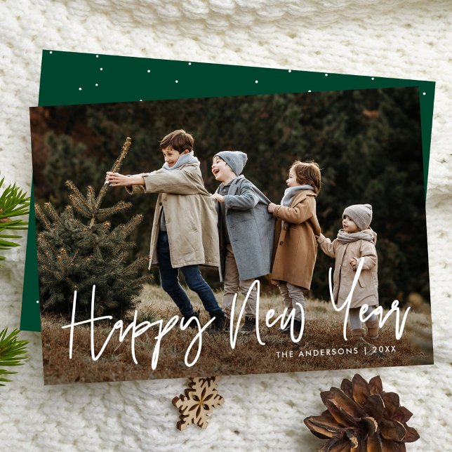 Tarjeta Festiva Script manuscrito Feliz Año Nuevo (Subido por el creador)