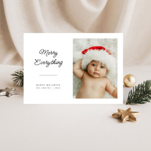 Tarjeta Festiva Script manuscrito Merry Everything Baby Photo