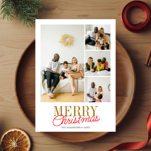 Tarjeta Festiva Script manuscrito Serif Merry Christmas 5 Photo