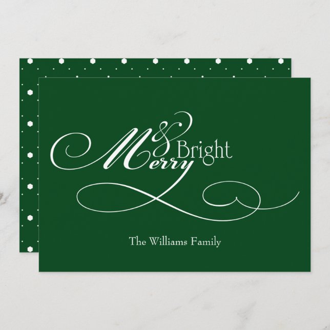Tarjeta Festiva Script Merry and Bright (Anverso / Reverso)