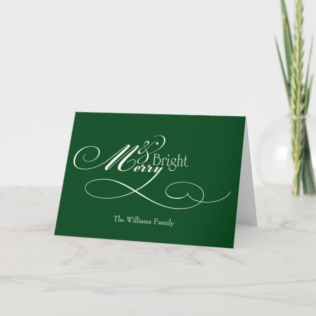Tarjeta Festiva Script Merry and Bright (Anverso)