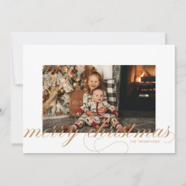 Tarjeta Festiva Script Merry Christmas Elegant Holiday Card