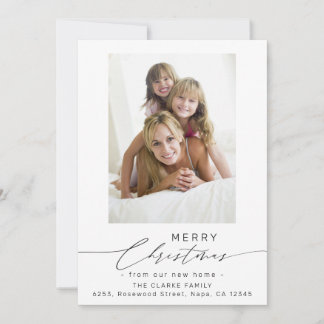Tarjeta Festiva Script Merry Christmas from Our New Home Photo