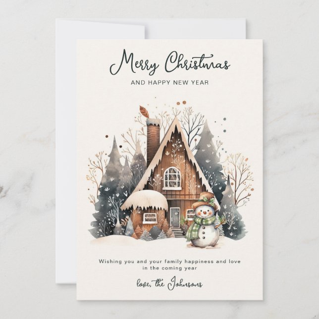 Tarjeta Festiva Script Merry Christmas Holiday Card (Anverso)