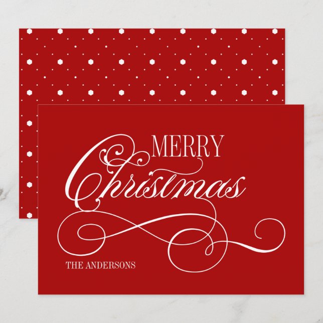 Tarjeta Festiva Script Merry Christmas Holiday Card (Anverso / Reverso)