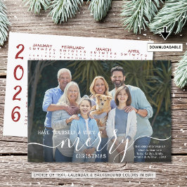 Tarjeta Festiva Script MERRY CHRISTMAS Photo Overlay 2023 Calendar