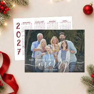 Tarjeta Festiva Script MERRY CHRISTMAS Photo Overlay 2023 Calendar