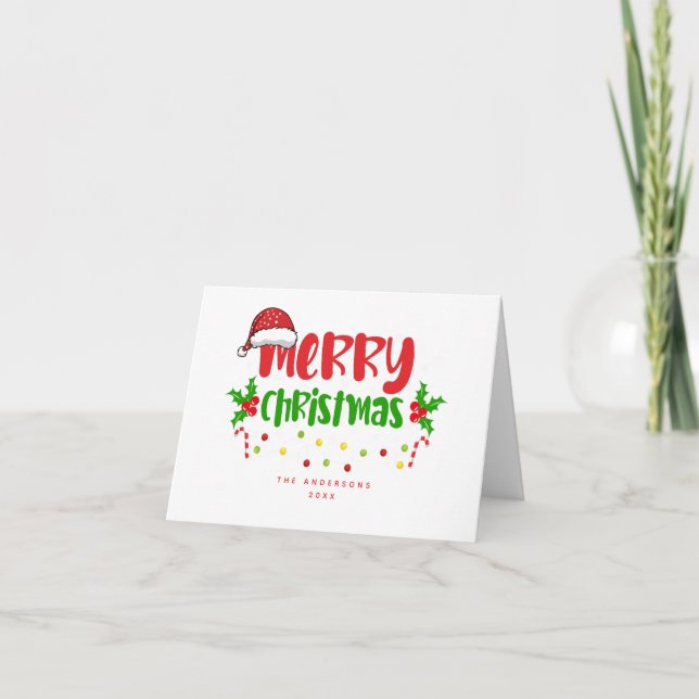 Tarjeta Festiva Script Merry Christmas Red (Anverso)