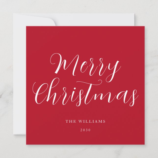 Tarjeta Festiva Script Merry Christmas Red (Anverso)