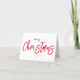 Tarjeta Festiva Script Merry Christmas Red Holiday Card