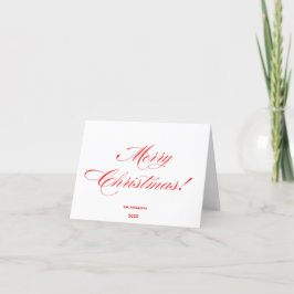 Tarjeta Festiva Script Merry Christmas Red Holiday Card