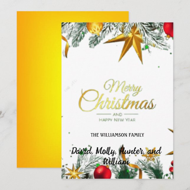 Tarjeta Festiva Script Merry Christmas White Holiday Card (Anverso / Reverso)