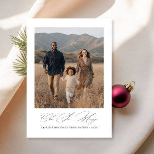 Tarjeta Festiva Script Oh So Merry Joyful Photo Navidades Simple