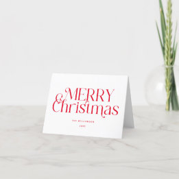 Tarjeta Festiva Script Simple Merry Christmas Red Holiday Card