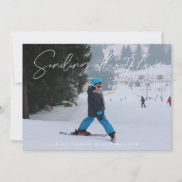 Tarjeta Festiva Script White Overlay Enviar foto de amor Valentine