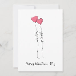 Tarjeta Festiva Scripted Name With Heart Balloon Valentine's Day 