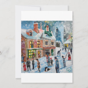 Tarjeta Festiva Scrooge A Navidades Carol en escena de nieve de in