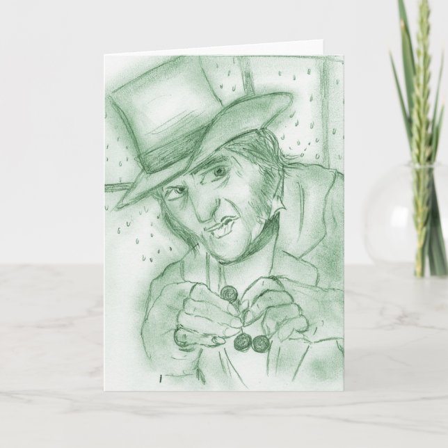 Tarjeta Festiva Scrooge en verde (Anverso)