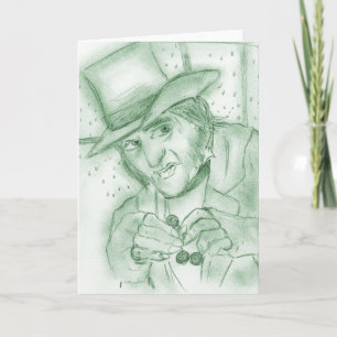 Tarjeta Festiva Scrooge en verde