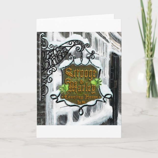 Tarjeta Festiva Scrooge&MarleySignScene (Anverso)