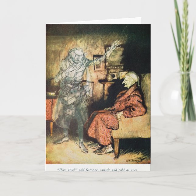 Tarjeta Festiva Scrooge y el fantasma de Marley (Anverso)