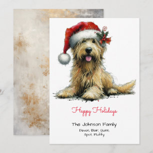 Tarjeta Festiva Scruffy Puppy en un Santa Hat Happy