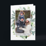 Tarjeta Festiva Se doblan los saludos de la temporada de pinturas<br><div class="desc">Moderna y elegante acuarela Marco verde de pino y tarjeta de vacaciones de la temporada de pinos</div>