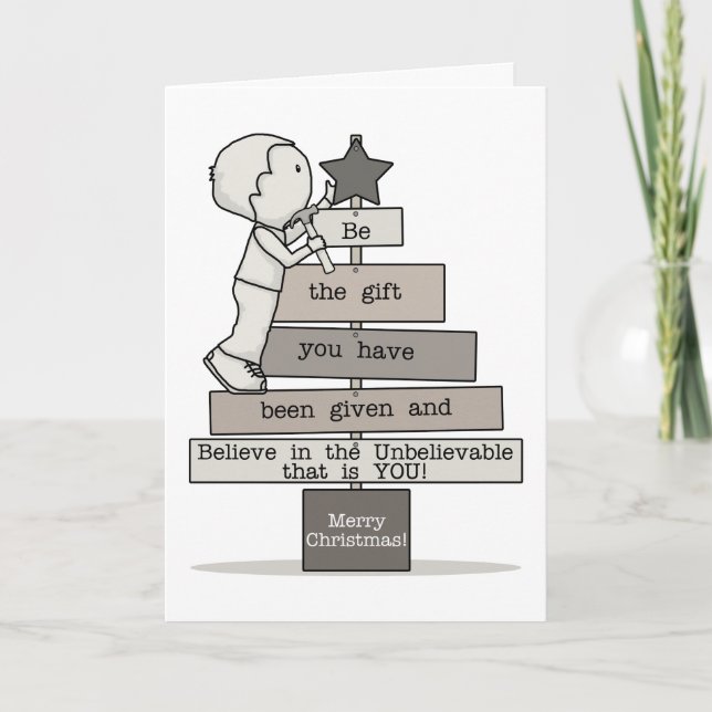 Tarjeta Festiva Sé el árbol de regalo-Navidad (Anverso)